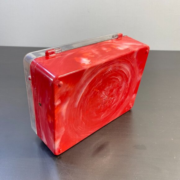 Hommer Mfg Co Hard Plastic Red Kitten Sewing Jewelry Box, Two Kittens on Lid, Co - Picture 9 of 10